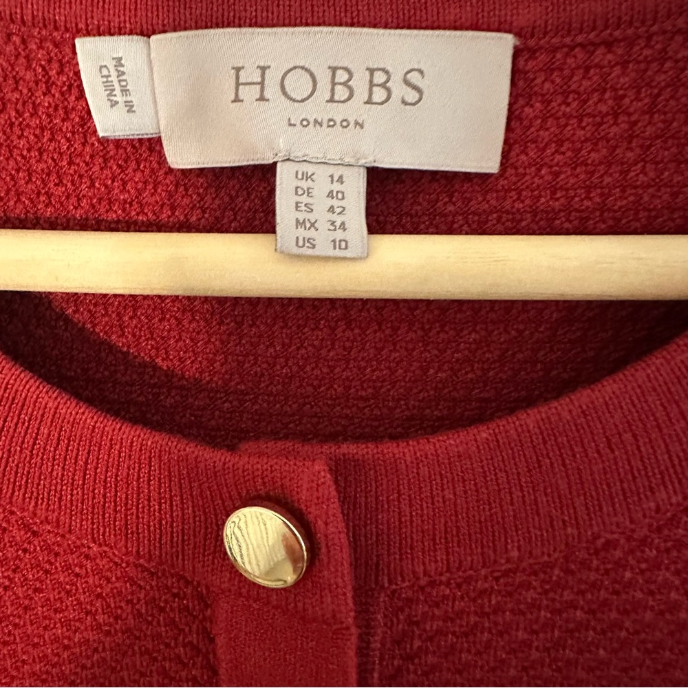 Hobbs London Noa Knitted Dress with Gold Button Detail – Size 10 - Picture 9 of 10